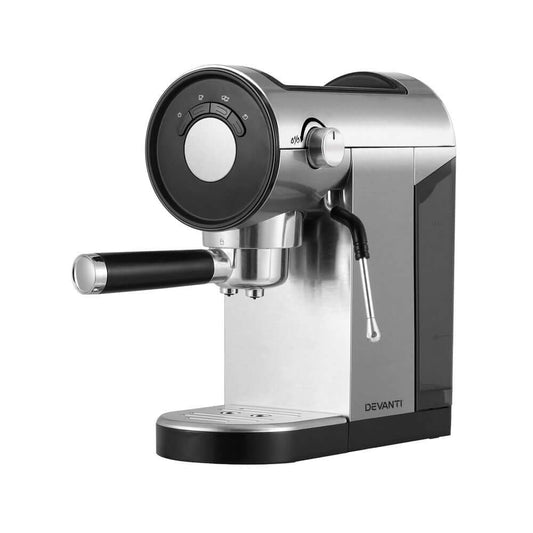 Devanti 20 Bar Coffee Machine Espresso Maker with stainless steel finish and easy controls.