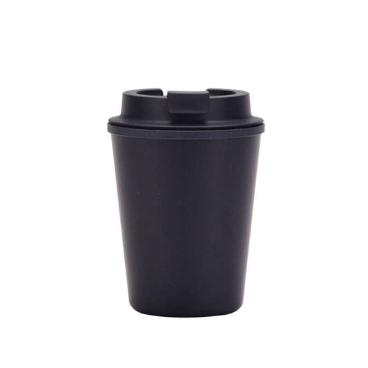 Black 350ml eco-friendly wheat straw coffee cup, double-layer design, lightweight and durable